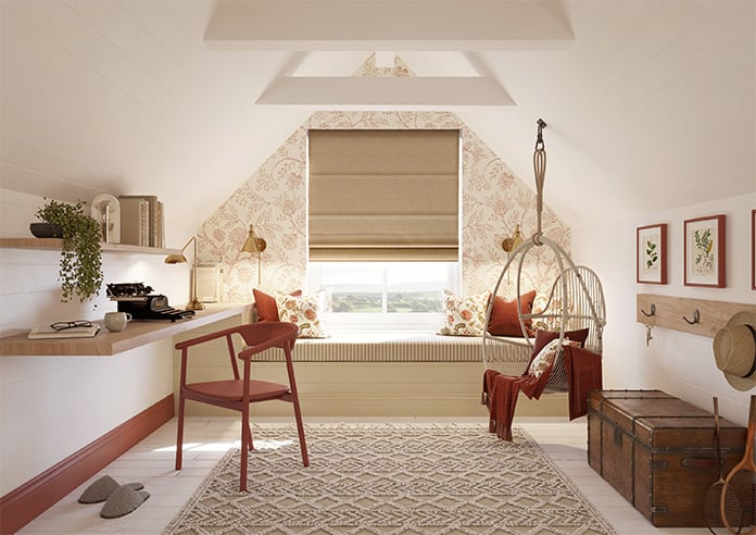 Genoa Faux Silk (Blackout), Gold Shimmer - Motorised Roman Blind - Image 8